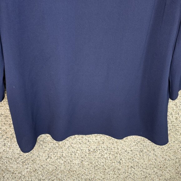 Chicos Top Womens 1 US Medium Navy Blue Cutout V Neck Semi Sheer Blouse Zip - Picture 5 of 7